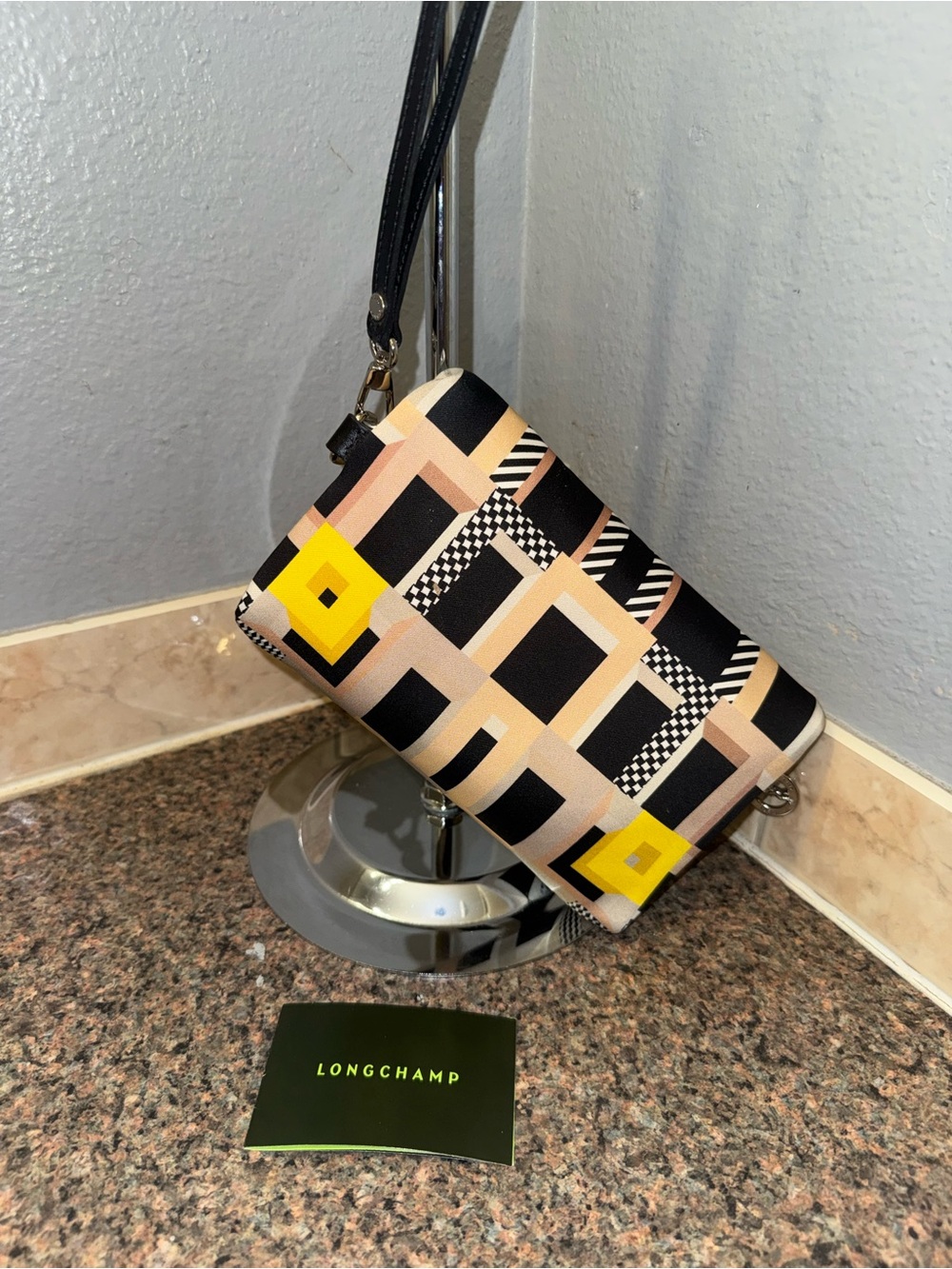 Longchamp Le Pliage Artwalk Geometric Wristlet Pouch - Picture 8 of 8